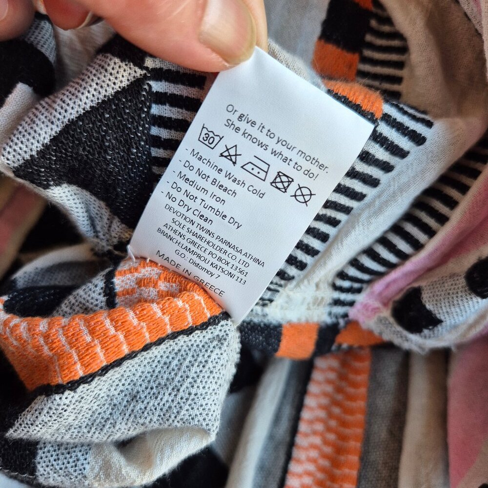 Devotion Twins Psarou Maxi Skirt Tiered Elastic Waist Black Orange Assorted - Picture 10 of 14